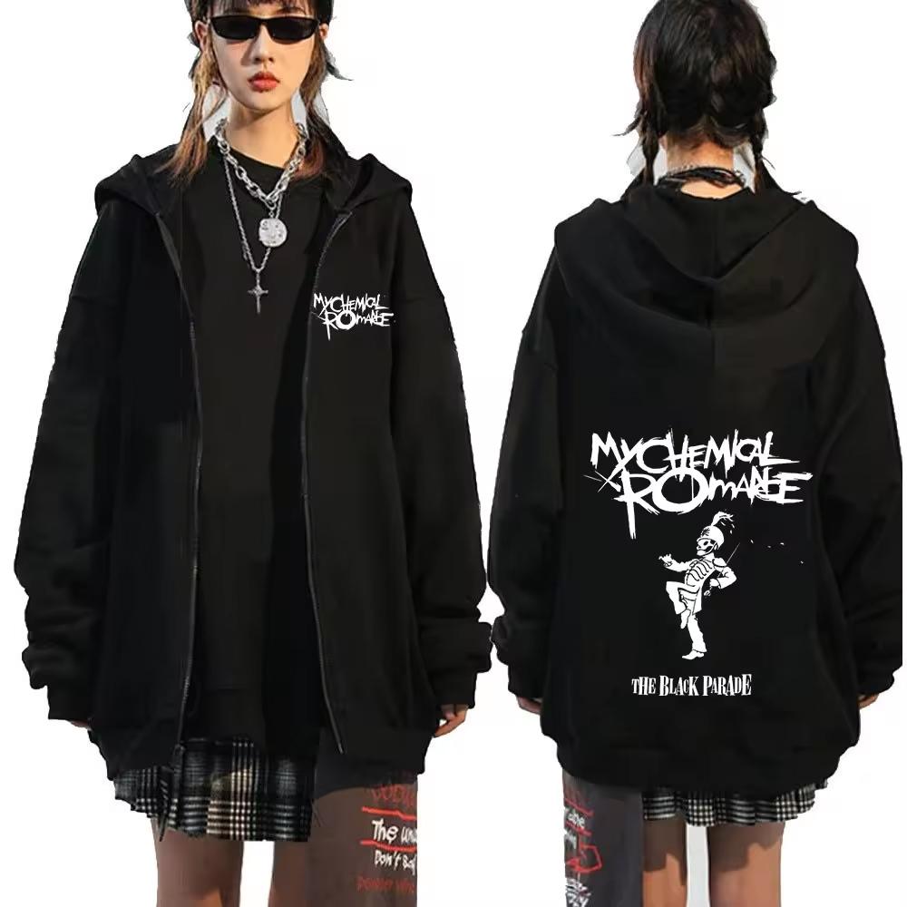 My Chemical Romance Mcr Dead Mikina s kapucí na zip Pánská Dámská Módní Mikiny Bunda Kabáty Gotické Volné Černé Punkové Mikiny na zip