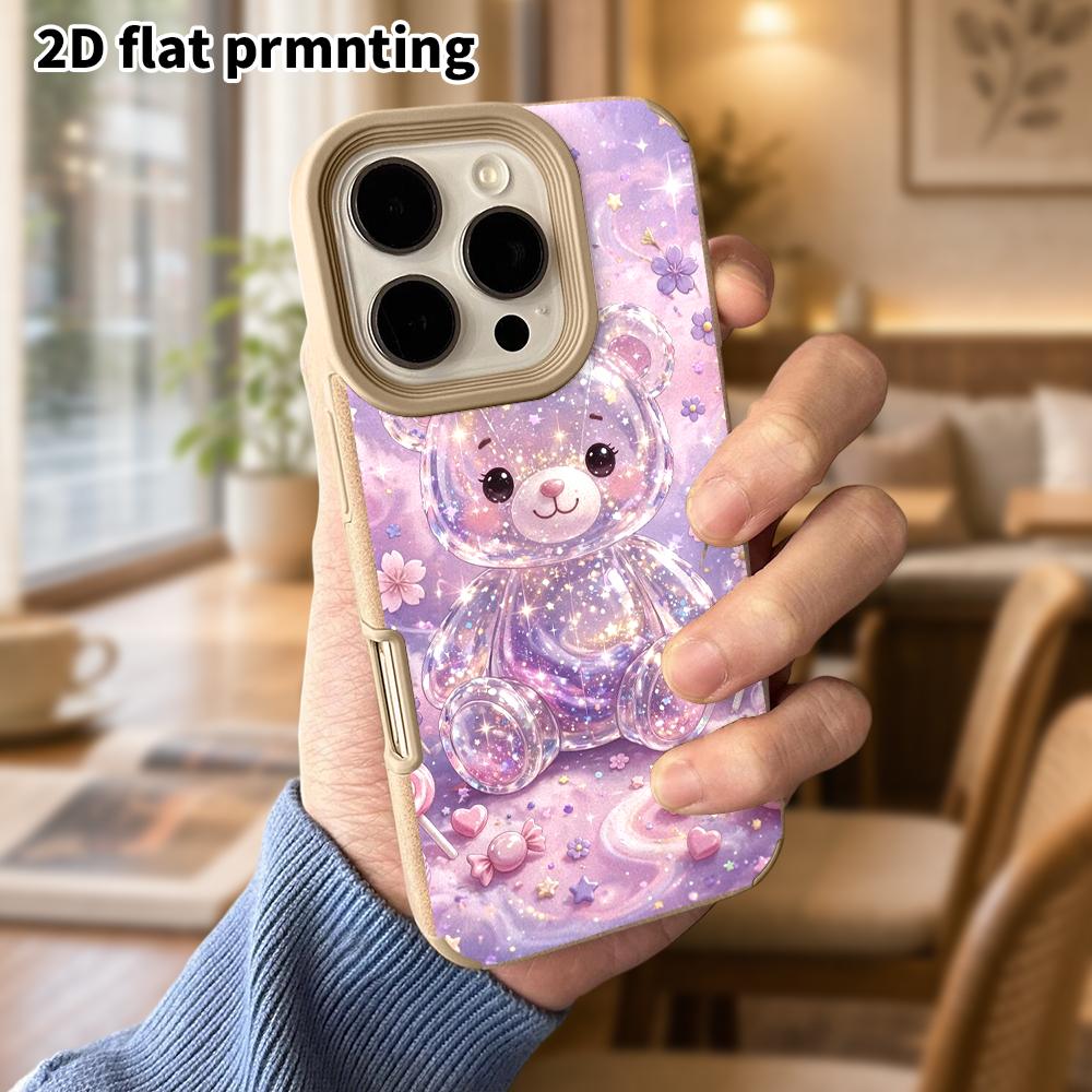 Phone Case: Lambskin 2D Flat Samsung Galaxy A34 A35 M05 M06 S20 S22 S21 FE Plus 5G Protective Case, Crystal Bear, Christmas and Halloween Gift