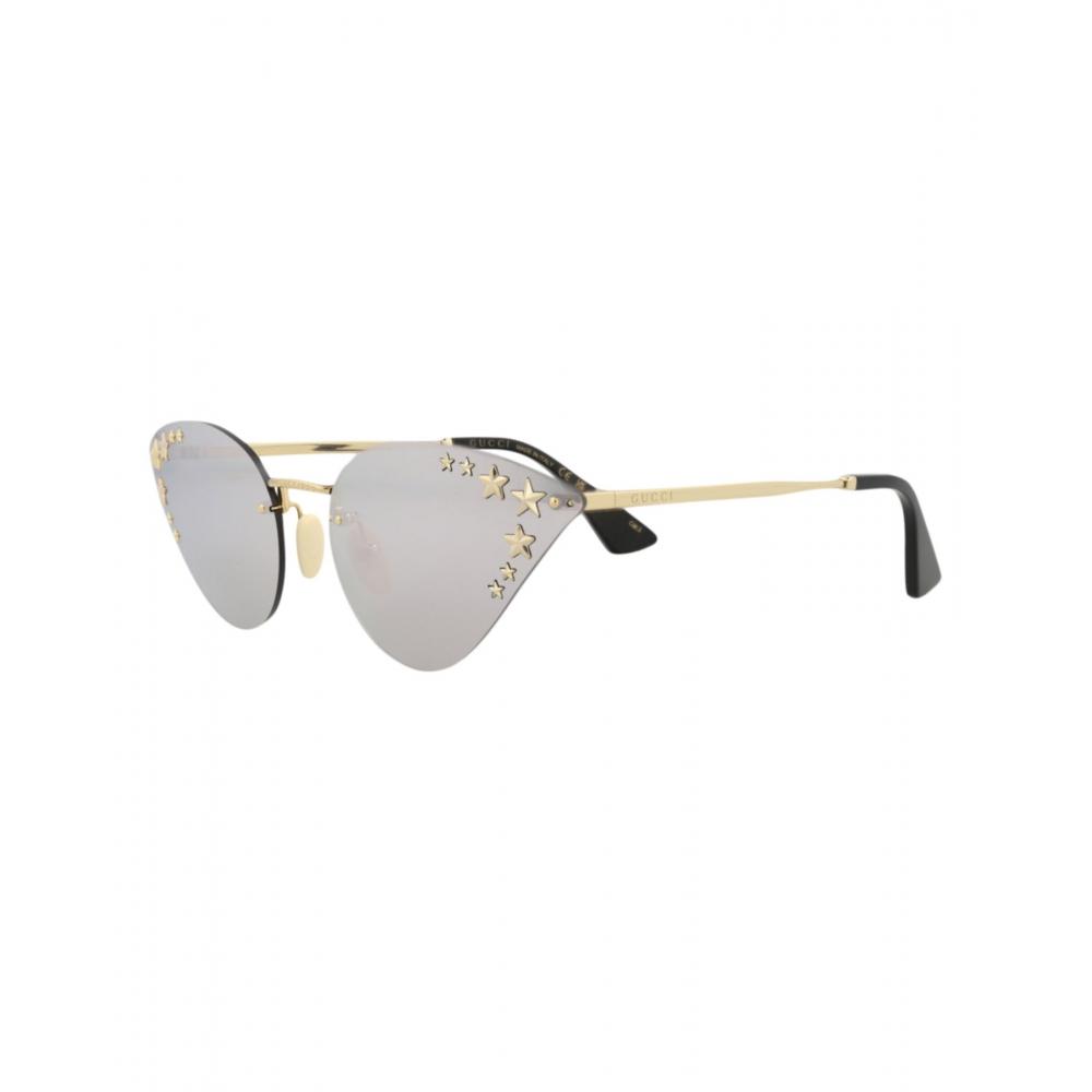 Gucci Cat Eye Frame Metal Sunglasses Gold Gold Silver