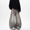 Unisex Retro Distressed Grey Splatter Paint Jeans - American Street Style