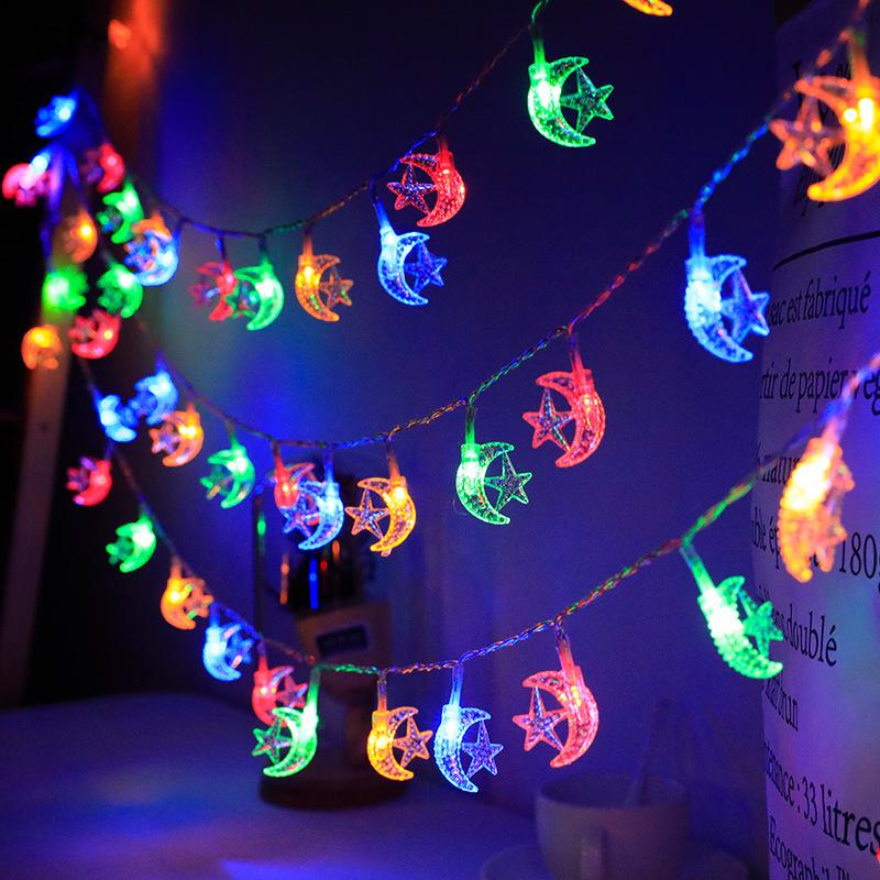 

Middle East Moon & Star LED String Lights for Bedroom Atmosphere 1.5m 10 LEDs 2-AA Battery
