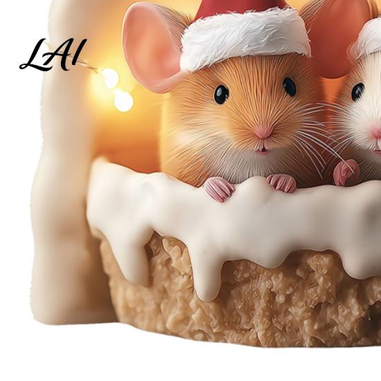 Family Friendly Holiday Ornament Cute Mouse Wall Sticker PVC Waterproof Decal Winter Santa Hat Cartoon Stickers Art Decor Self-Adhesive Window for