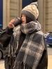 New Knitted Vintage Scarf Headscarf Winter Women Men Plaid Tassel Warm Scarve Pashmina Mujer Femme Male Pareo Wrap Shawl Unisex