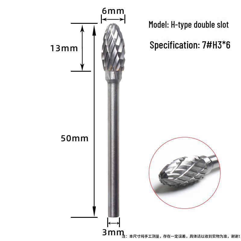 Tungsten Steel Grinding Head Carbide Rotary File for Metal Polishing, Wood Carving, Milling Cutter - 3x6mm