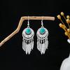 Bohemian Fringed Turquoise Earrings, Retro Minority Style Earrings, Personalized Temperament Earrings.