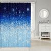 Starry Sky Blue Gradient Shower Curtain Cosmic Space Design Night Sky Pattern Bath Decor Waterproof Fabric Home Accessories