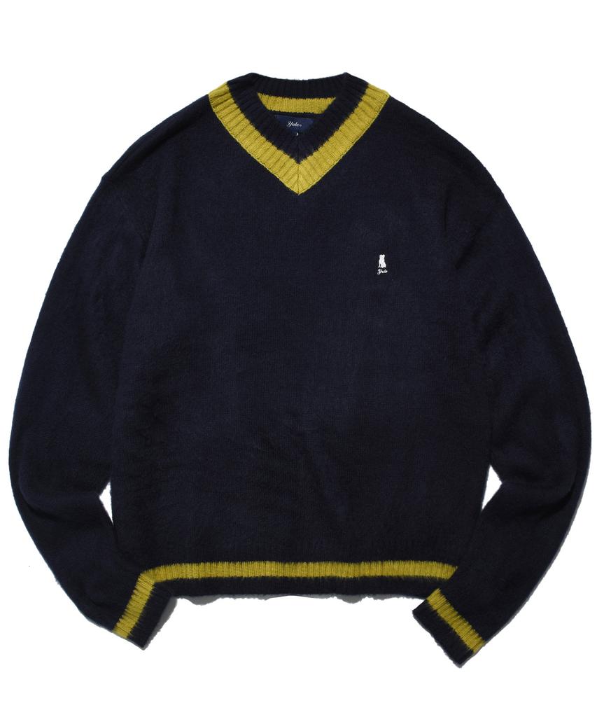 YALE Heritage Dan V-Neck Mohair Knit Navy