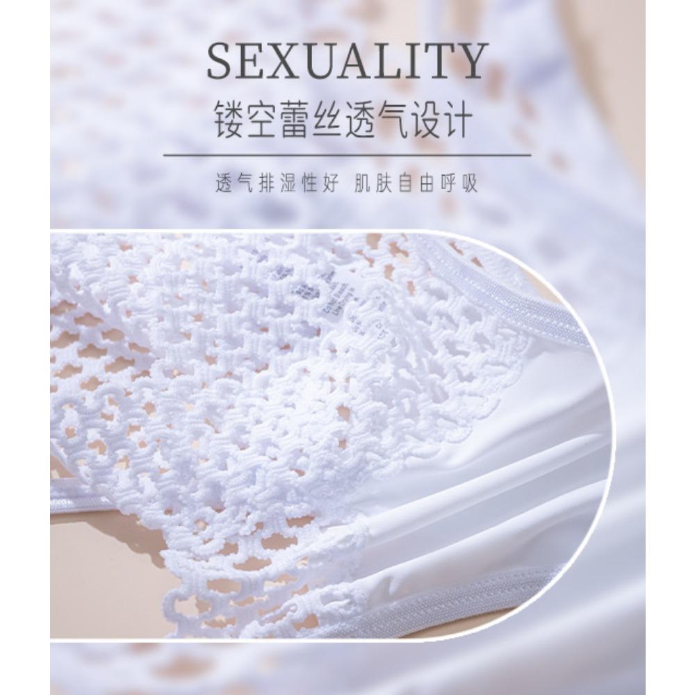 European and American Interwoven Hollow Ice Silk Underwear Women's Sports Fashion Outer See-through Low Waist Thin Belt Temptation Sexy Thong