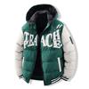 American Embroidered Down Cotton Contrasting Colors Loose Removable Hat Double-sided Hooded Cotton-padded Jacket