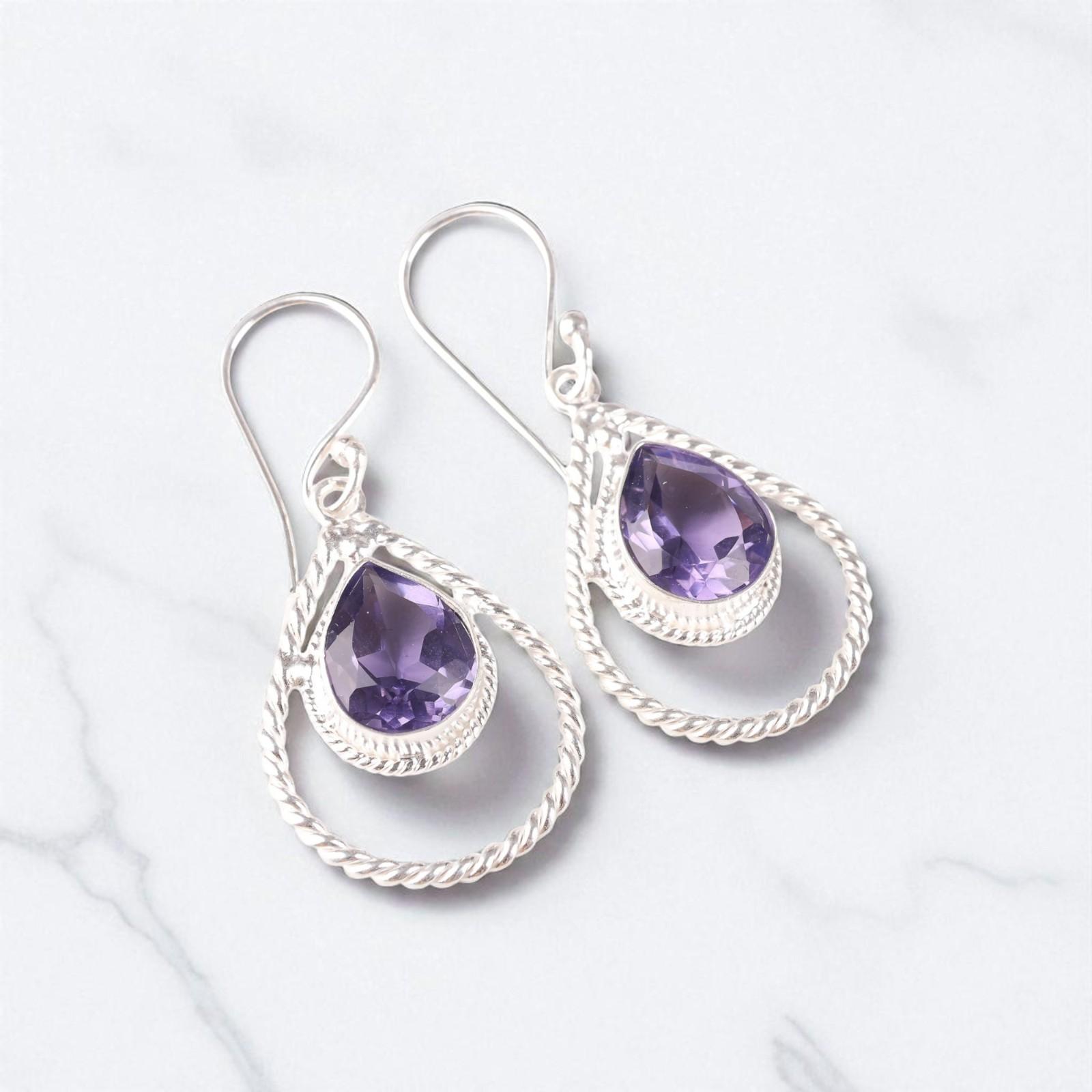 

Iolite Gemstone 925 Sterling Silver Jewelry Handmade Earrings 1.70 Gift For Her EE-96-4