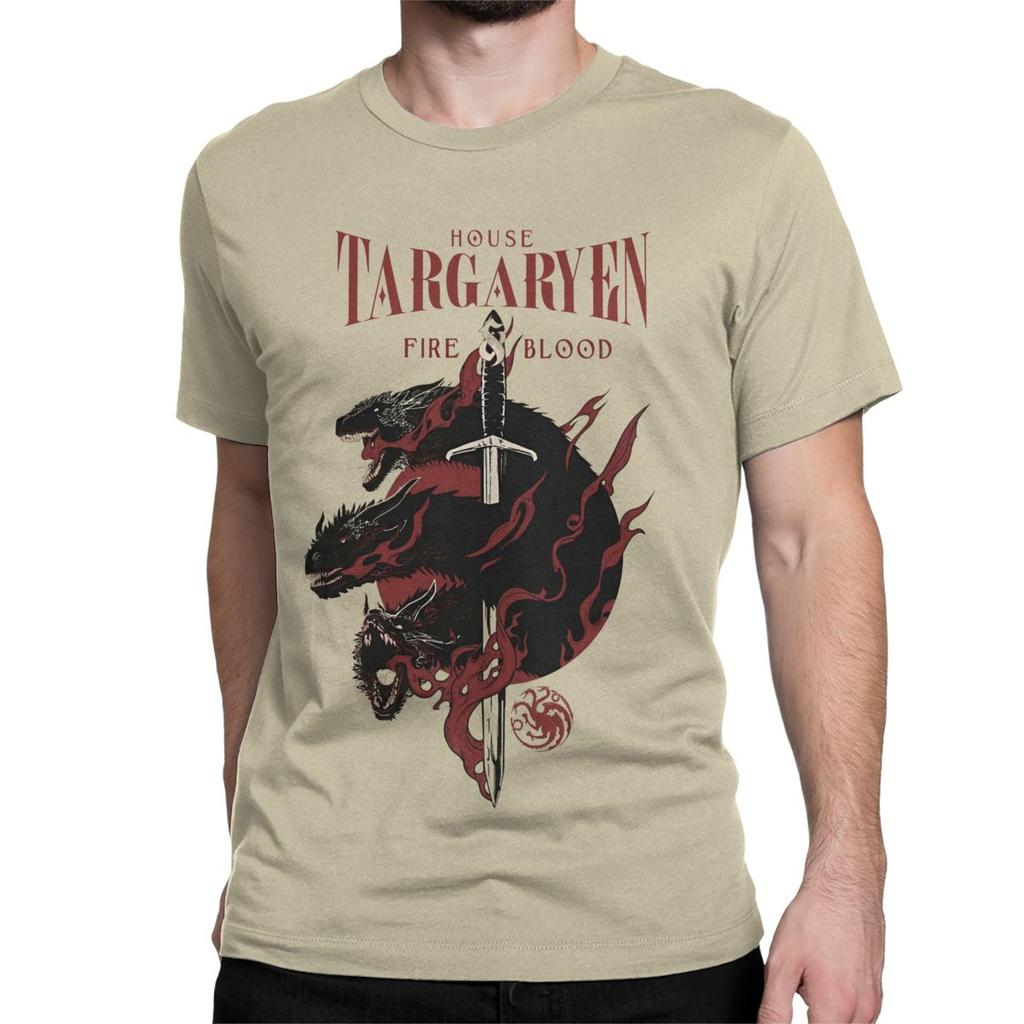 Haus Targaryen Fire And Blood GOT T-Shirt für Herren Damen Erstaunliches 100% Baumwolle T-Shirt Rundhals T-Shirt 4XL 5XL 6XL Oberteile