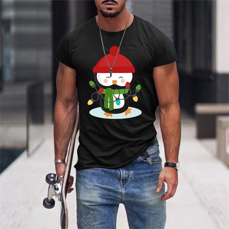 Santa Claus Deer Pattern T Shirt For Men Christmas 3D Printed Tees Summer Casual Loose T-Shirts O-Neck Short Sleeve Tops