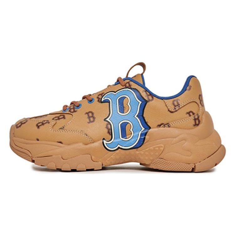 MLB Big Ball Chunky Monotive Boston Red Synthetic Leather Retro Casual Shock Absorption Non-Slip Wear-Resistant Low-Top Dad Shoes 3ASHMNP3N-43BRN