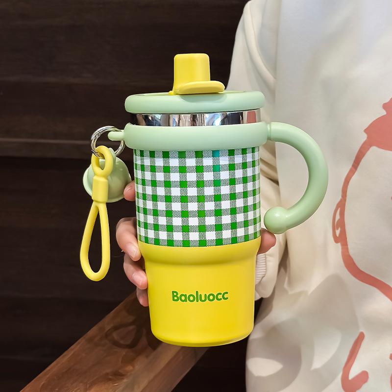

High-quality Stainless Steel Water Cup, Large Capacity Portable Coffee Cup, Car Insulated Straw Cup, Holiday Gift Thermos Bottle 600ml