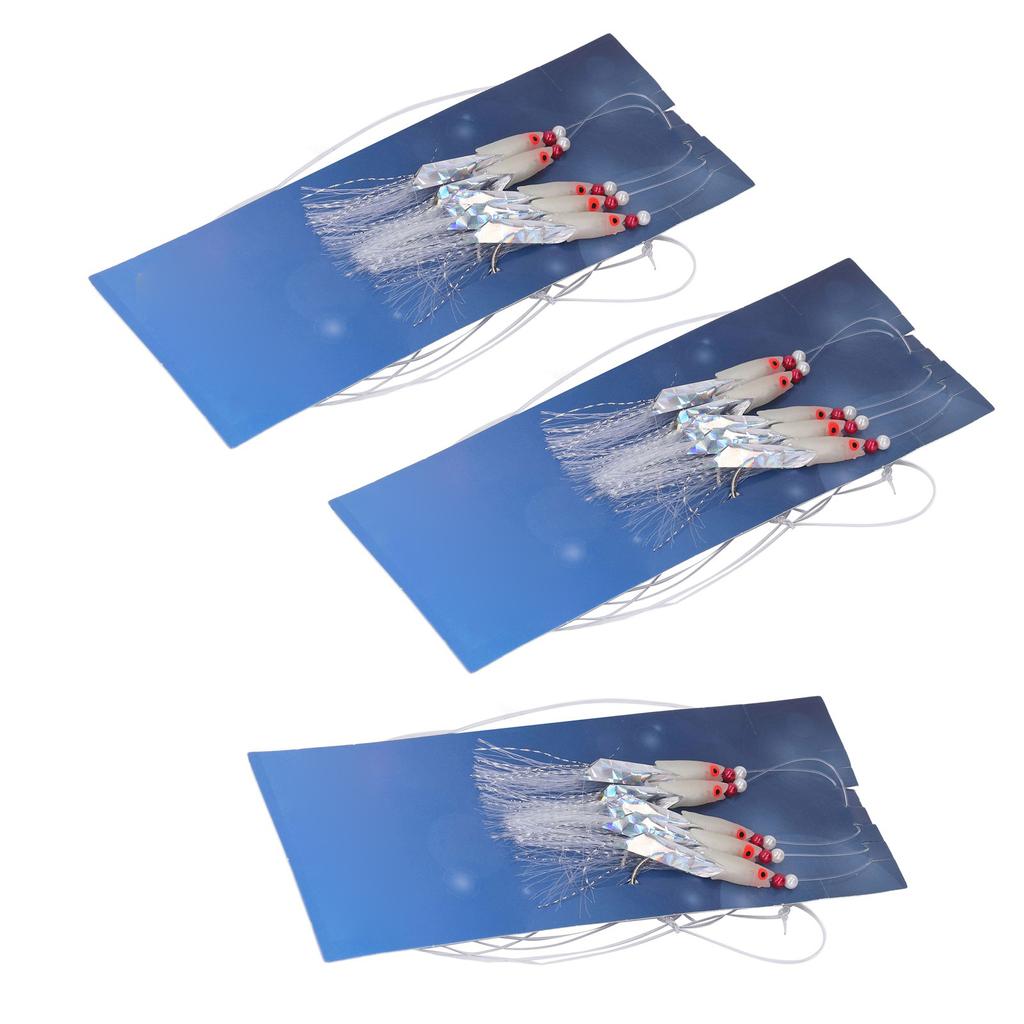 3 Groups Fishing Hook Kits Fishing Nylon Line Stainless Steel Luminous Hook Set for Freshwater