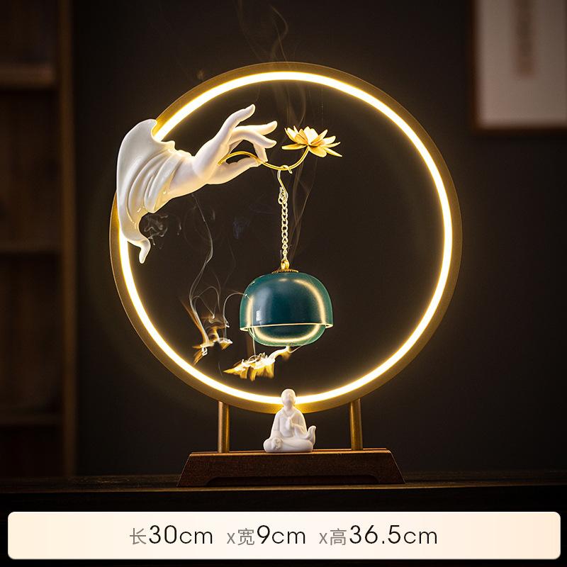 Feng shui Chinese-style Zen-inspired Buddha's hand lotus hanging stove lamp ring decoration, household indoor entrance TV cabine