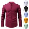 Men's Casual And Trendy Four-sided -up Digital Printed -color Long-sleeved Lapel Button Shirt