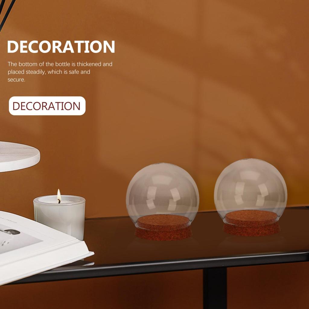 SEWACC Glass Transparent Glass Dome Display Tabletop 4 Pieces