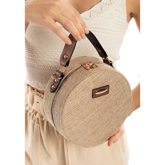 

Женская круглая соломенная сумка через плечо