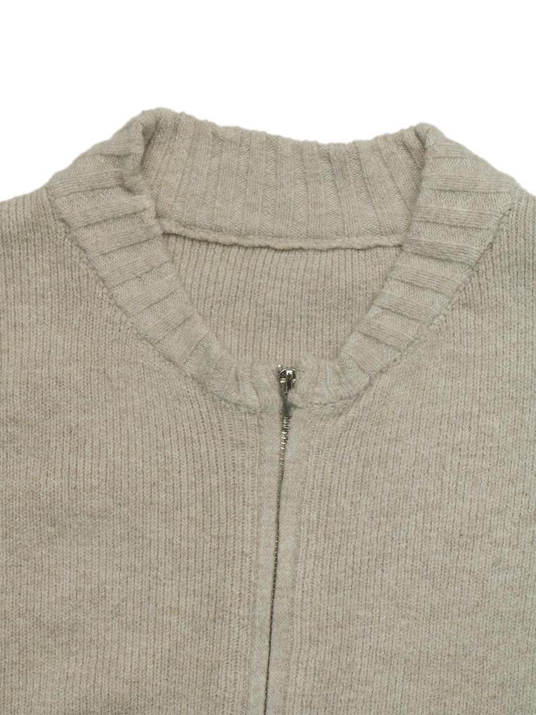 Women's Autumn Round Neck Solid Knit Cardigan with Zipper