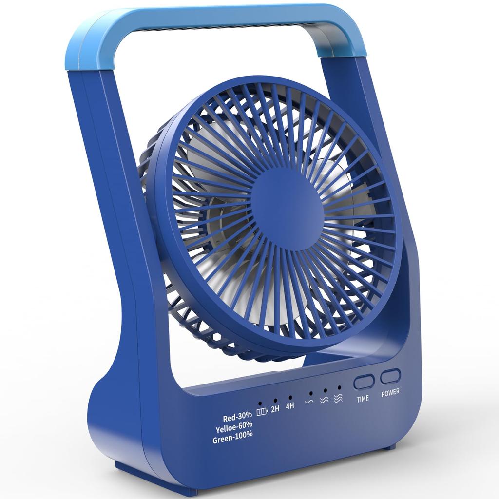 Rechargeable Desk Fan, 20000mAh, 3-Level Adjustment, 2/4-Hour Timer, 180-Degree Rotation, Reverse Charging, for Camping and Office Use