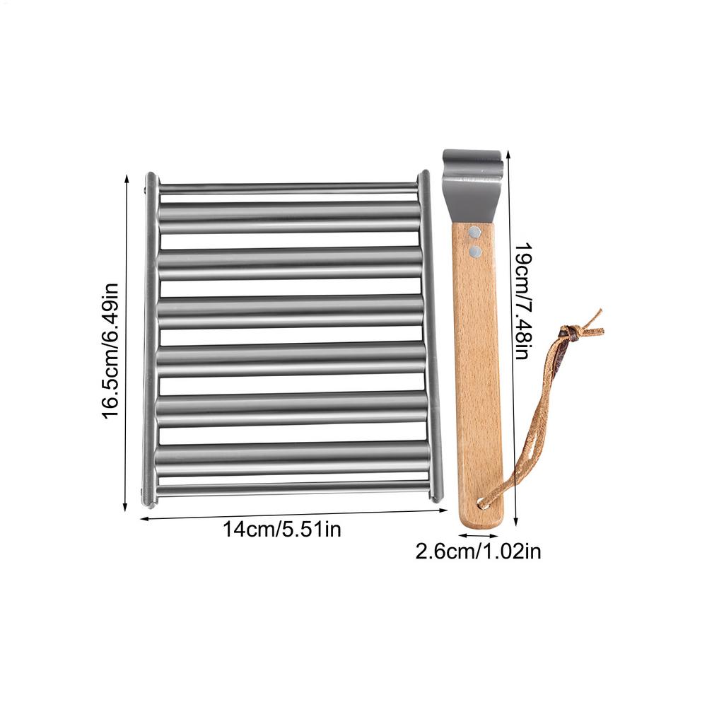 

Stainless Steel Food Grade Hot Dog Grill Roller Sausage Grill Rack for Outdoor Garden Picnic Camping Party BBQ Home Kitchen бежевий