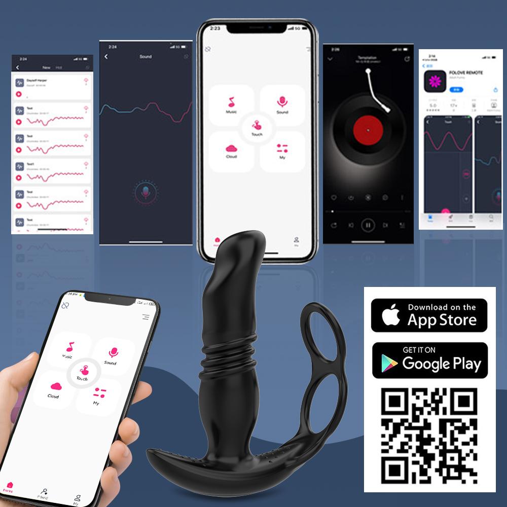 Teleskopisk analvibrator sexleketøy for menn app fjernkontroll prostata massasjeapparat Bluetooth dildo vibrator buttplugg forsinkelse Ejakulasjonsring