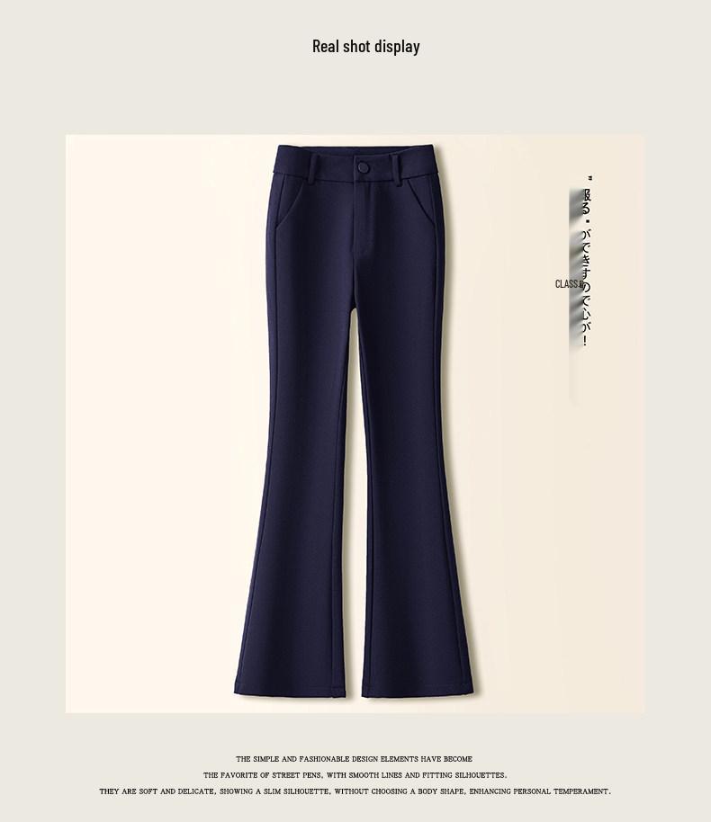 Women's Black High-Waisted Micro-Flare Bell-Bottom Pants – Slimming, Petite Friendly, Perfect for Spring and Autumn