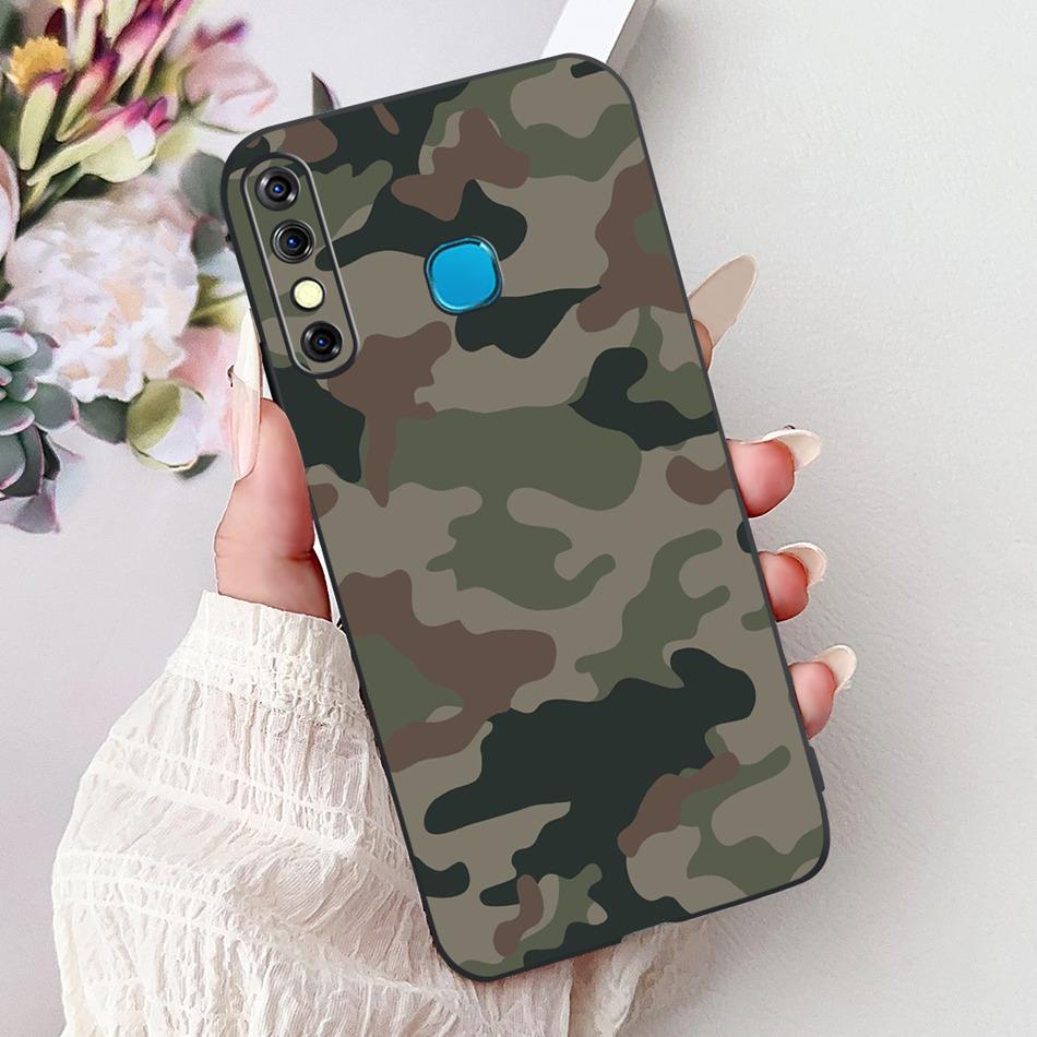 For Infinix Hot 8 Phone Case Hot 8 Lite Hot8 X650 X650C X650B X650D Elegant Floral Cat Pattern Black Silicone Soft TPU Cases