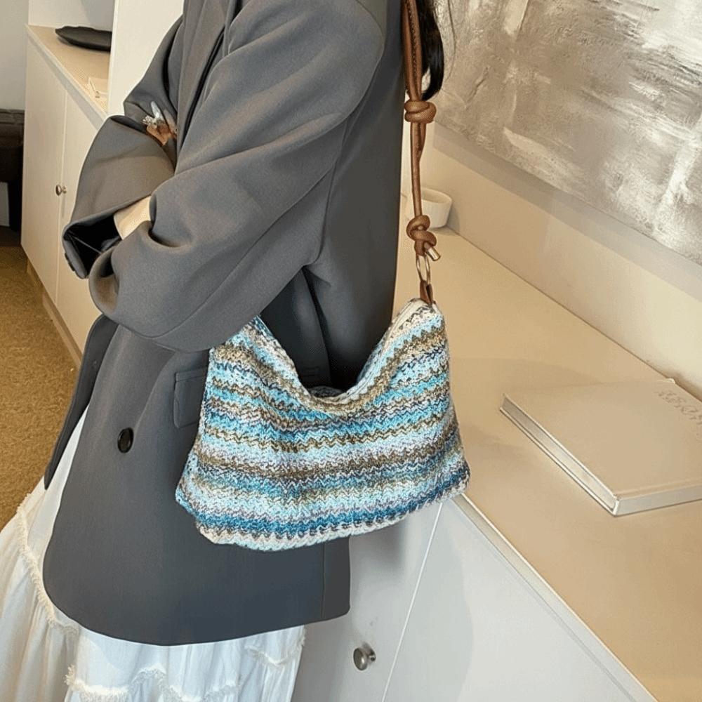 Hollow Beach Crossbody Bag Multicolor Raffia Shoulder Bag Fashion Weave Straw Bag Holiday