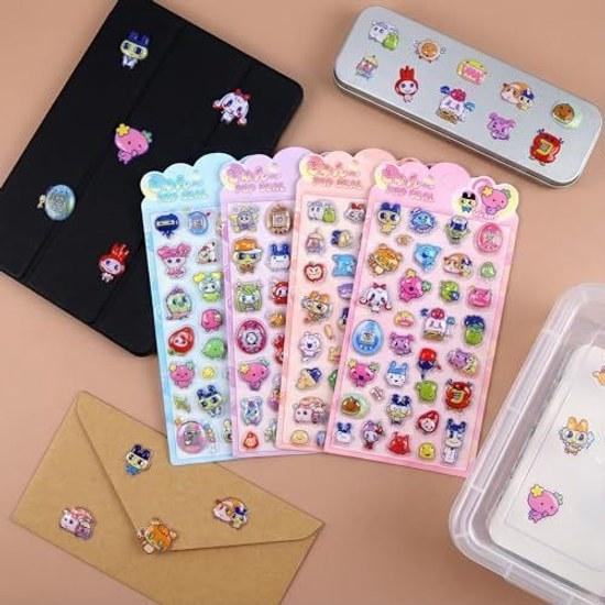 3D seal three-dimensional cute set 4 girls Christmas birthday gift craft supplies decorating mobile phones notebooks diaries DIY adhesive (C set)