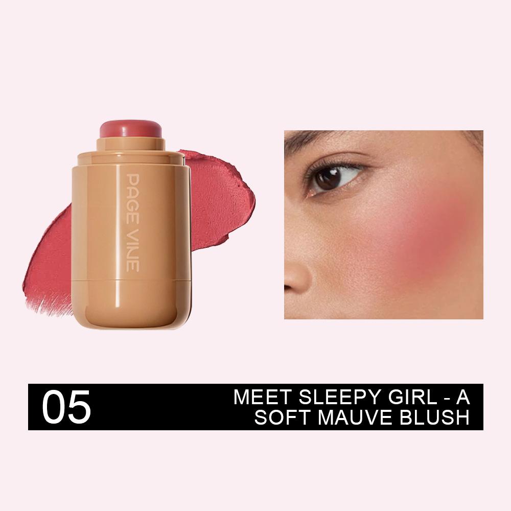 Pocket Blush Stick Natural Matte Cheek Blush Multi Use Lip And Cheek Contour Stick 05sleep girl