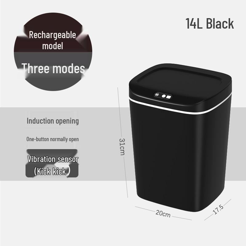 2026 Stylish Induction Trash Can: 16L Large Smart Bin with Odor-Sealed Lock for Home Use