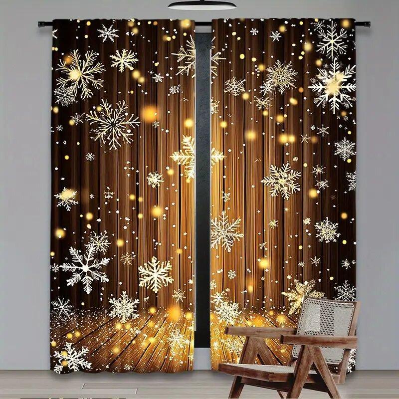 2 Pieces Of Christmas Tree Printed Curtains, Christmas Decorations, Bedroom And Living Room, Home Decoration, Room Decoration