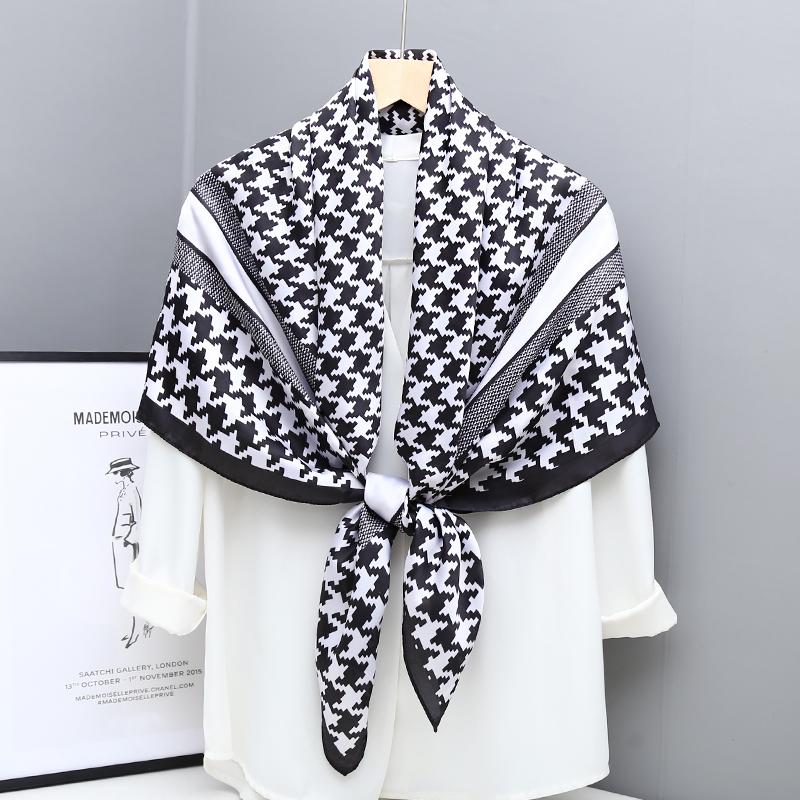 

Большой размер 110 см квадратный женский модный шарф-фуляр из искусственного шелка с цветочным принтом 45 дюймов мусульманский хиджаб 110x110cm