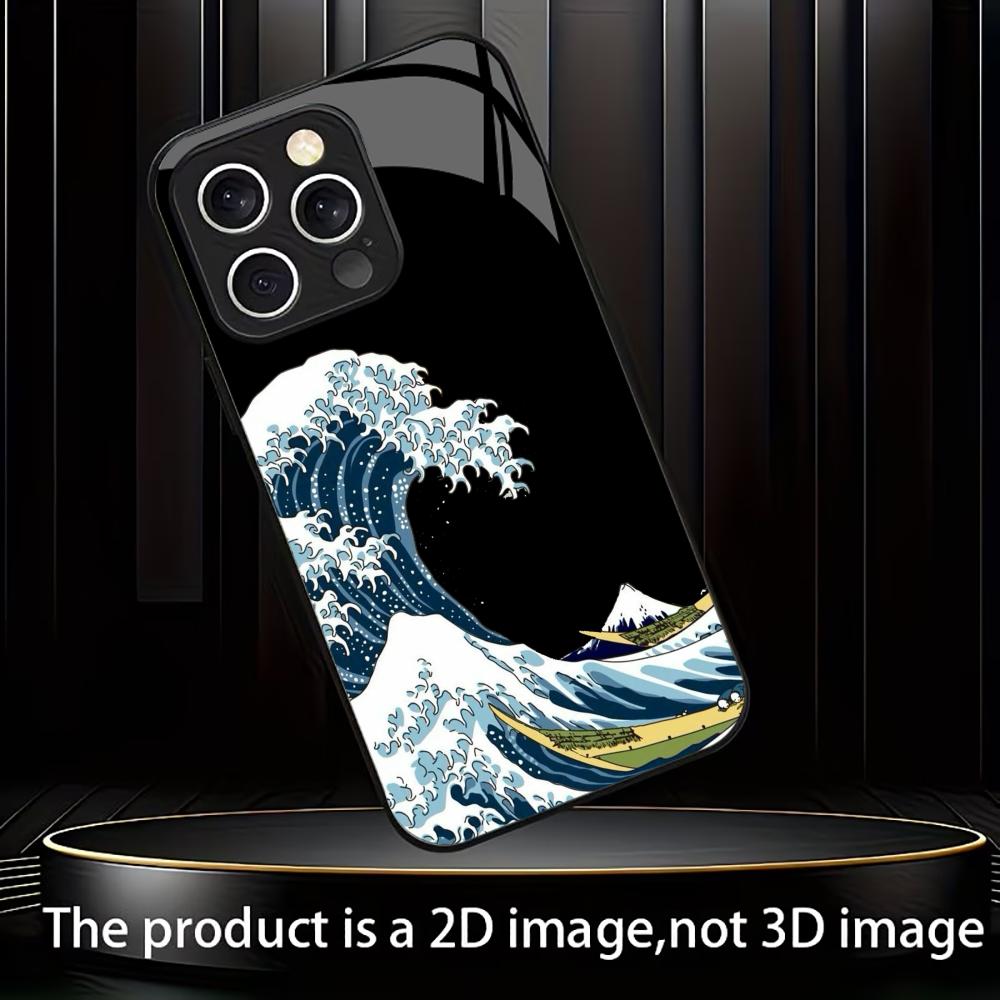 

Black glass TPU Pattern Phone Case For iPhone 17 Air 16 15 14 13 12 11 Pro Max Plus Katsushika Hokusai Japanese Art Great Wave iPhone 17
