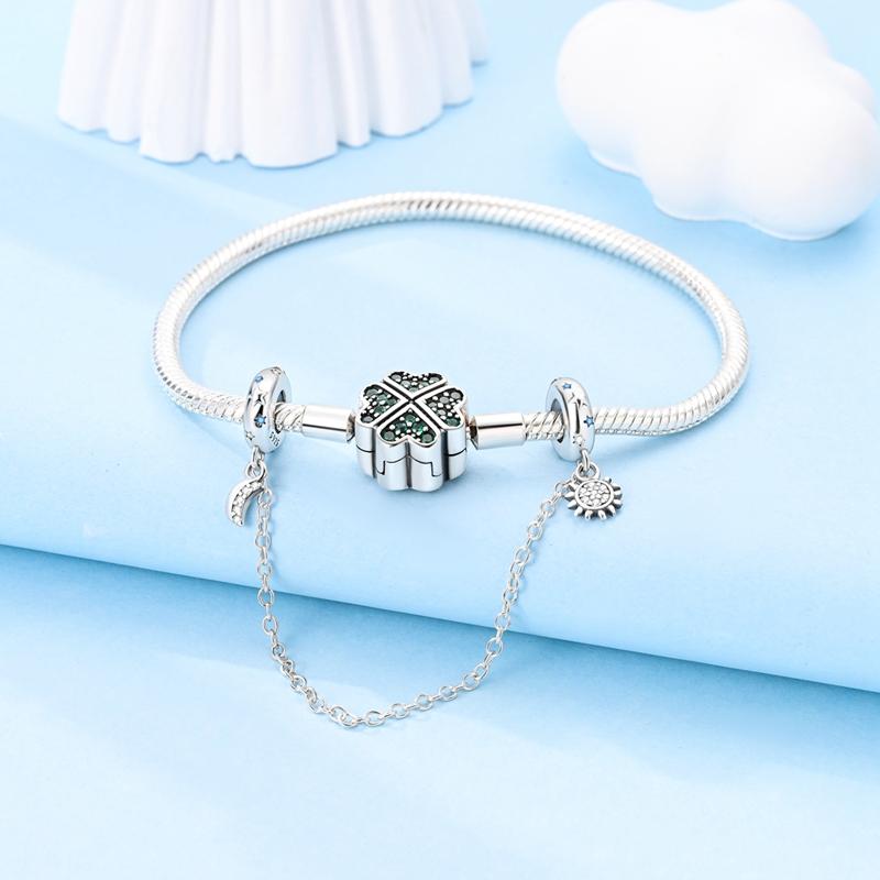 Charms Original Copper Safety Chain Sun Moon Stars Beads Fit Bracelet Women Jewelry Diy Fine Gift Accessory