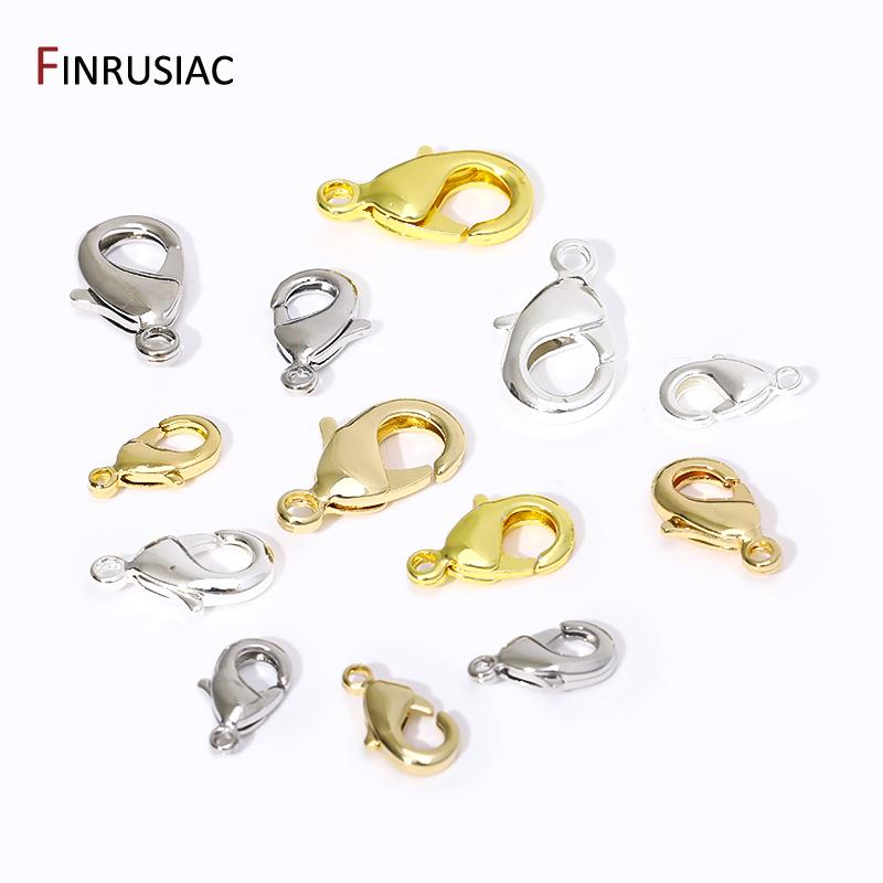 18K Gold Plated Brass Lobster Clasps Connector,Claw Clasps For Necklace,Fastener For Bracelet,DIY Jewelry Making Accessories