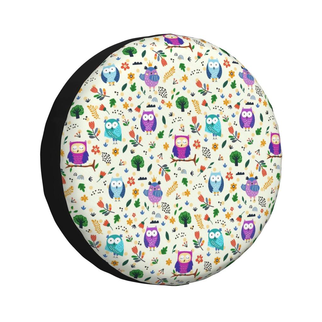 Cartoon owl print spare tire cover universal 4WD 4x4SUV car wheel protection cover car accessories 14 15 16 17 inches