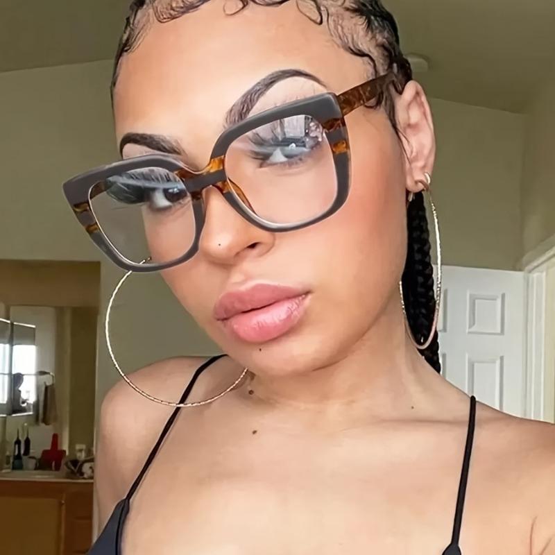 1pc Vintage-Inspired Burgundy Square Frame Glasses for Women Oversized Eyeglasses Perfect for Daily Wear Everyday Glasses