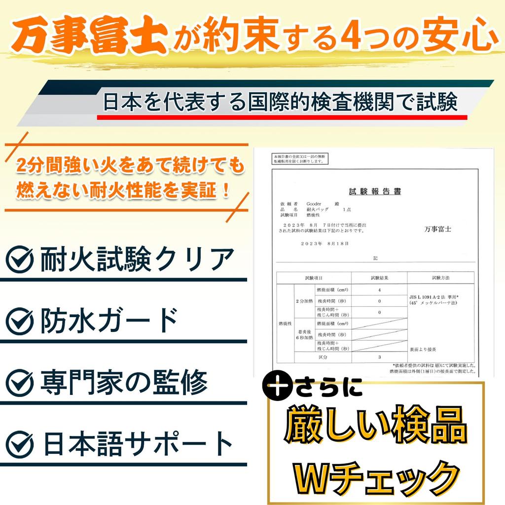 Gooder Banji Fuji Fireproof Bag with Inner Pocket by a Former Firefighter and Disaster Prevention Inspected in 38x27x8cm Large Capacity Fireproof