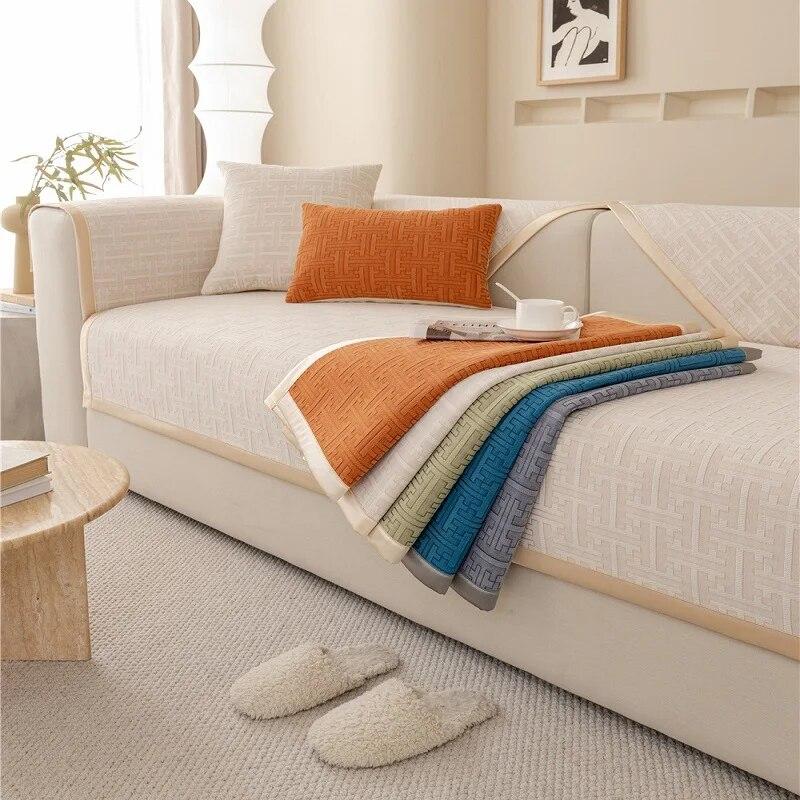 Wohnzimmer-Sofabezug, universell, rutschfest, kariert, Sofabezug, weich, hautfreundlich, High-End-Möbel-Kissenbezug, Stoff, individuell