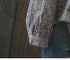 Women's Small Floral Cotton Linen Long Sleeve Shirt - Artistic Casual Spring/Autumn Outerwear