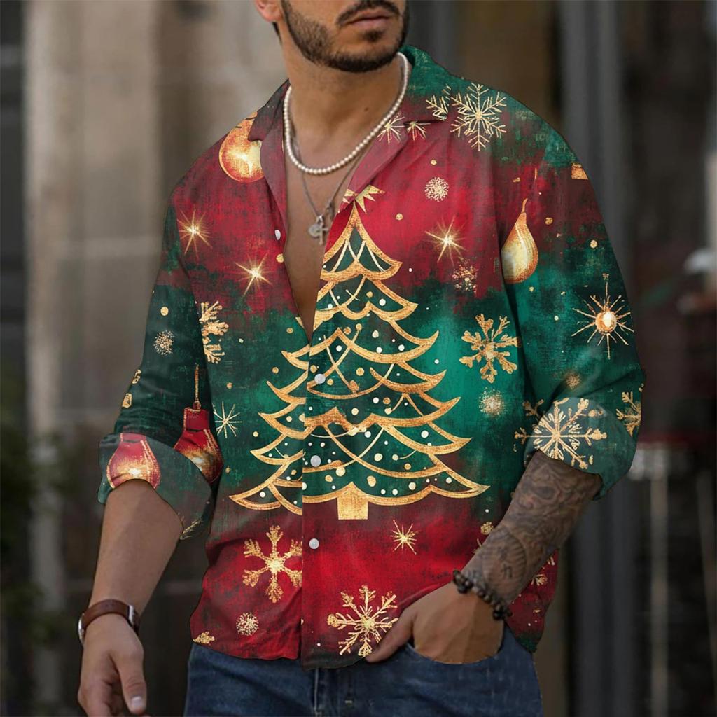 Men'S Casual Loose Fitting Long Sleeved Shirt Fashionable Lapel Shirt Top