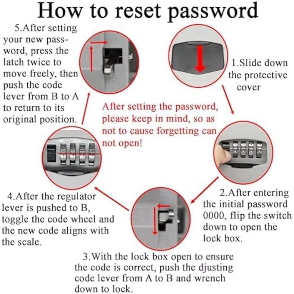 Wall Mounted 4 Digit Combination Key Box Passwords Code Key Lock Safe Box Key Safe Box  Garage