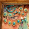 Medieval Turquoise Ancient Gold Earrings Collection Retro Earrings Literary and Ethnic Style Earrings