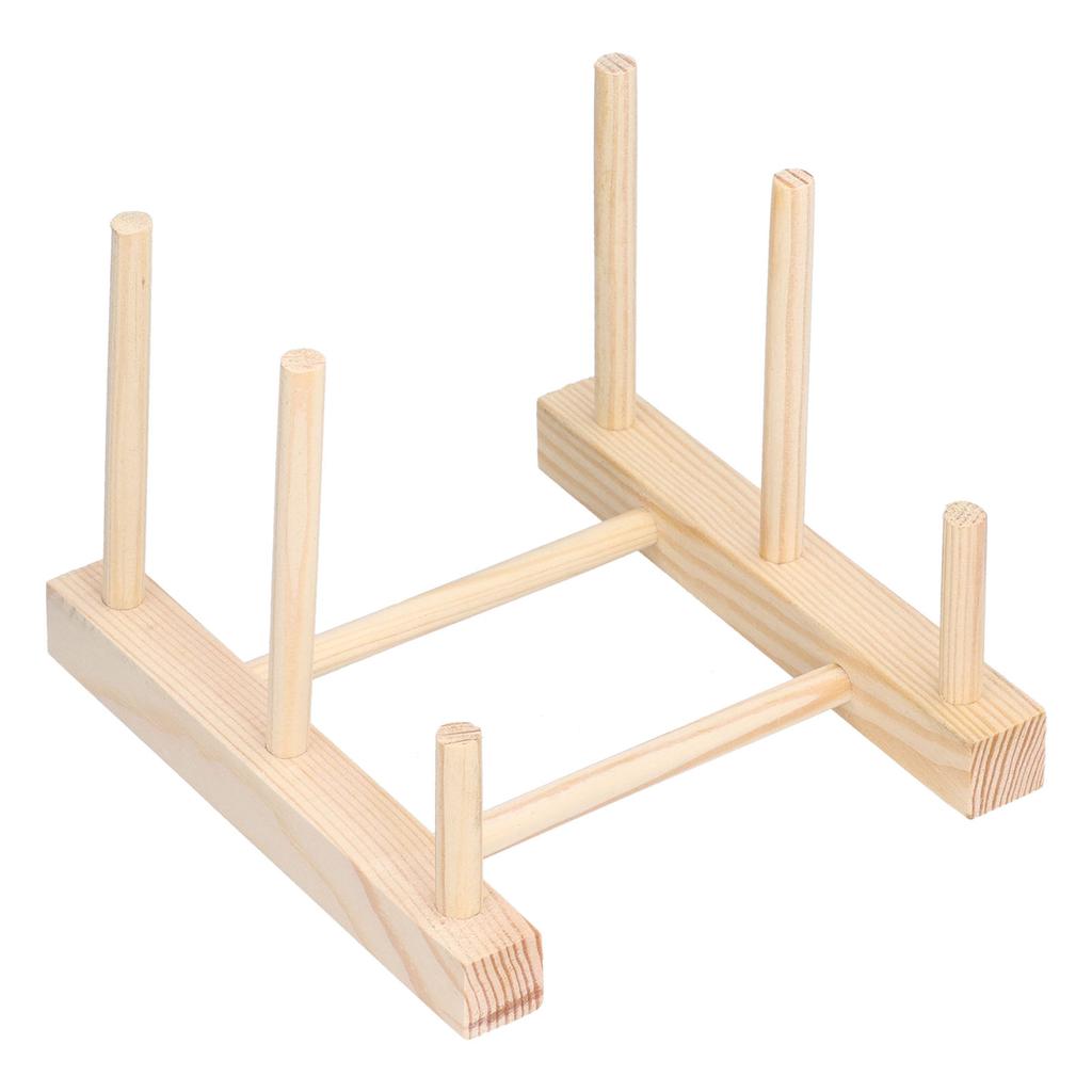 Wooden Dish Plate Drain Rack Non Defrmation Dinnerware Storage Organizer for Dish Plate Bowl Cup Pot Lid