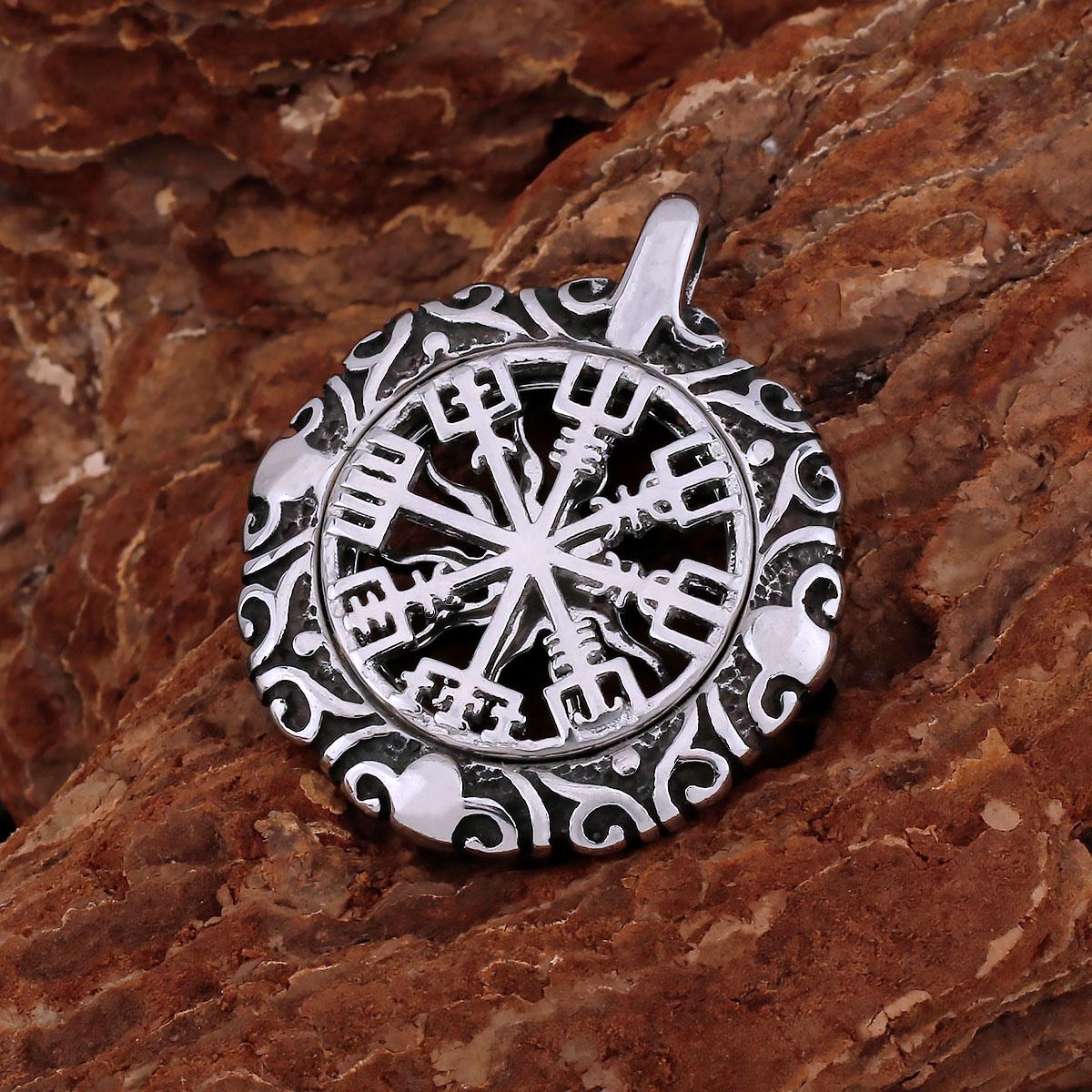 

Vintage Hollow Viking Compass Vegvisir Necklace Stainless Steel Nordic Amulet for Men Women Fashion Jewelry Gift