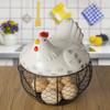 Iron Ceramic Hen Ornament Egg Fruit Storage Basket Cute Chicken Wire Metal Basket Living Room Fruit Vegetable Storage Bowls Creative Kitchen Rack