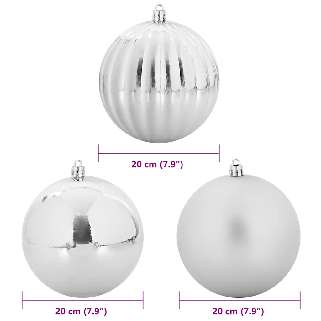 XXL Christmas Ornament Set 4 pcs Silver Plastic